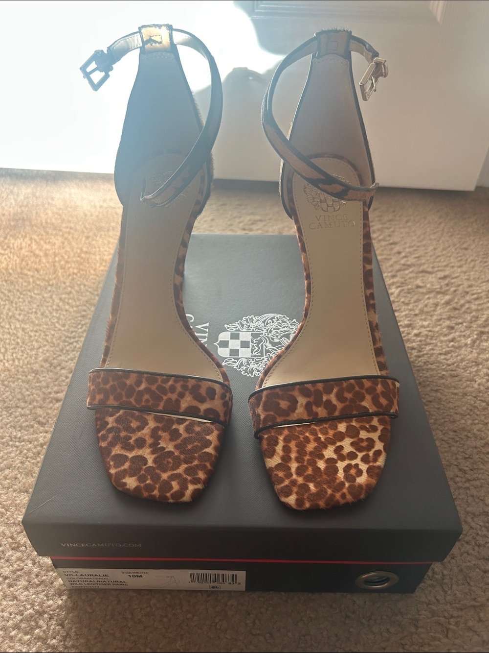 Vince Camuto Leopard-Print Ankle Strap Heels - Brown/Tan